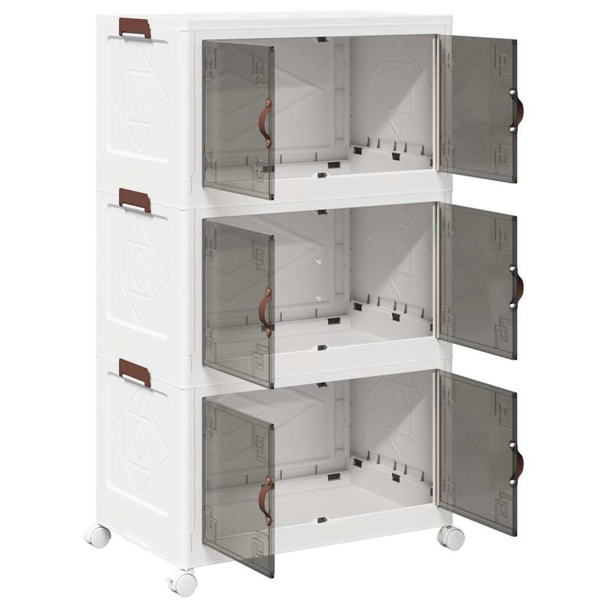 Voir la diapositive 5 : VIDAXL Boîte de rangement empilable avec roues a 3 niveaux 75 L