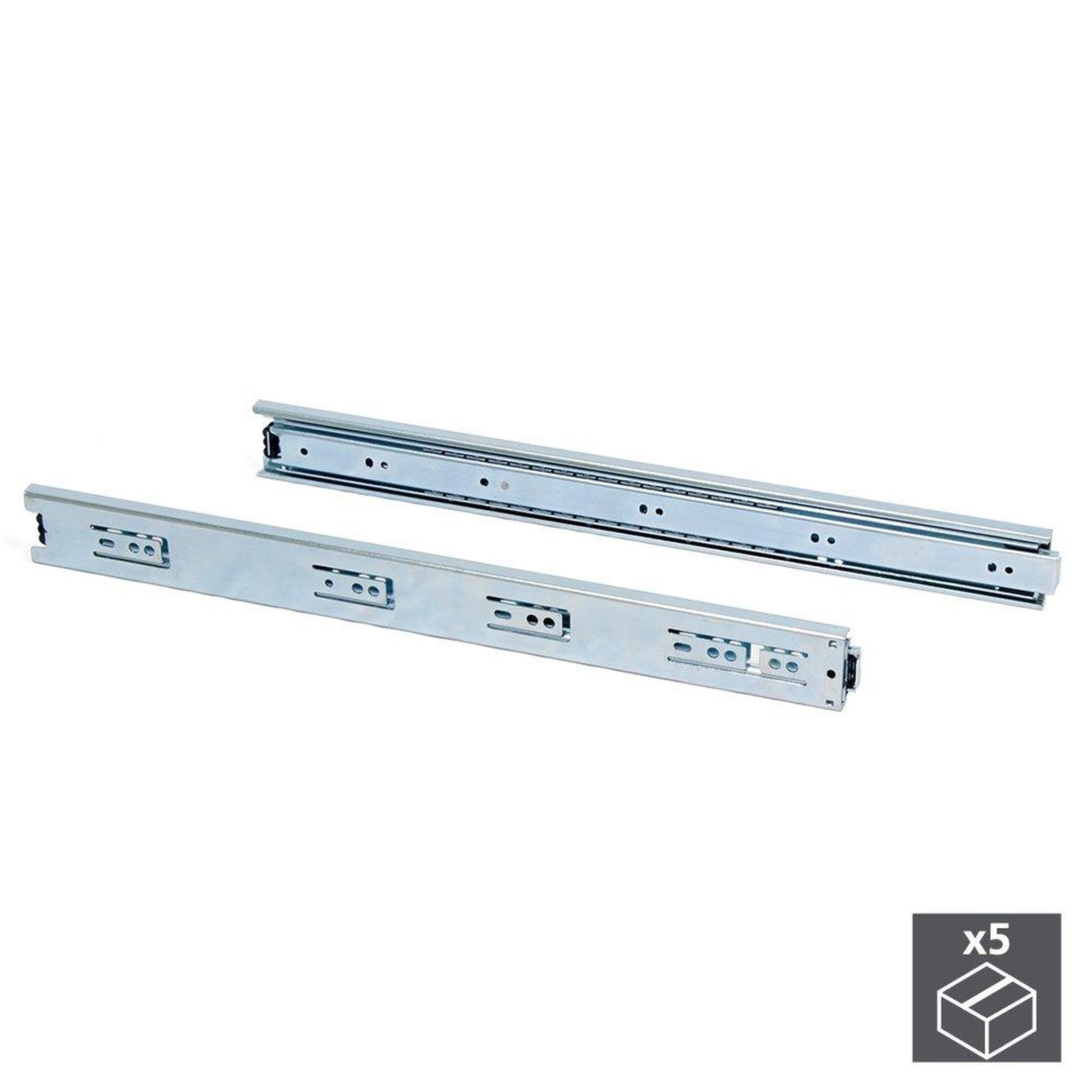 EMUCA SRL Lot de 5 paires de coulisses à billes pour tiroir à sortie totale 45 mm x L 400 mm