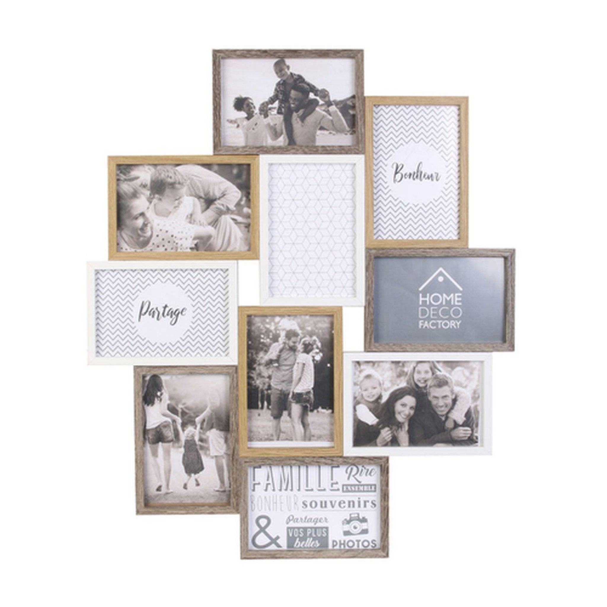 The Home Deco Factory Pêle-mêle design scandinave natural - 10 photos - blanc et bois