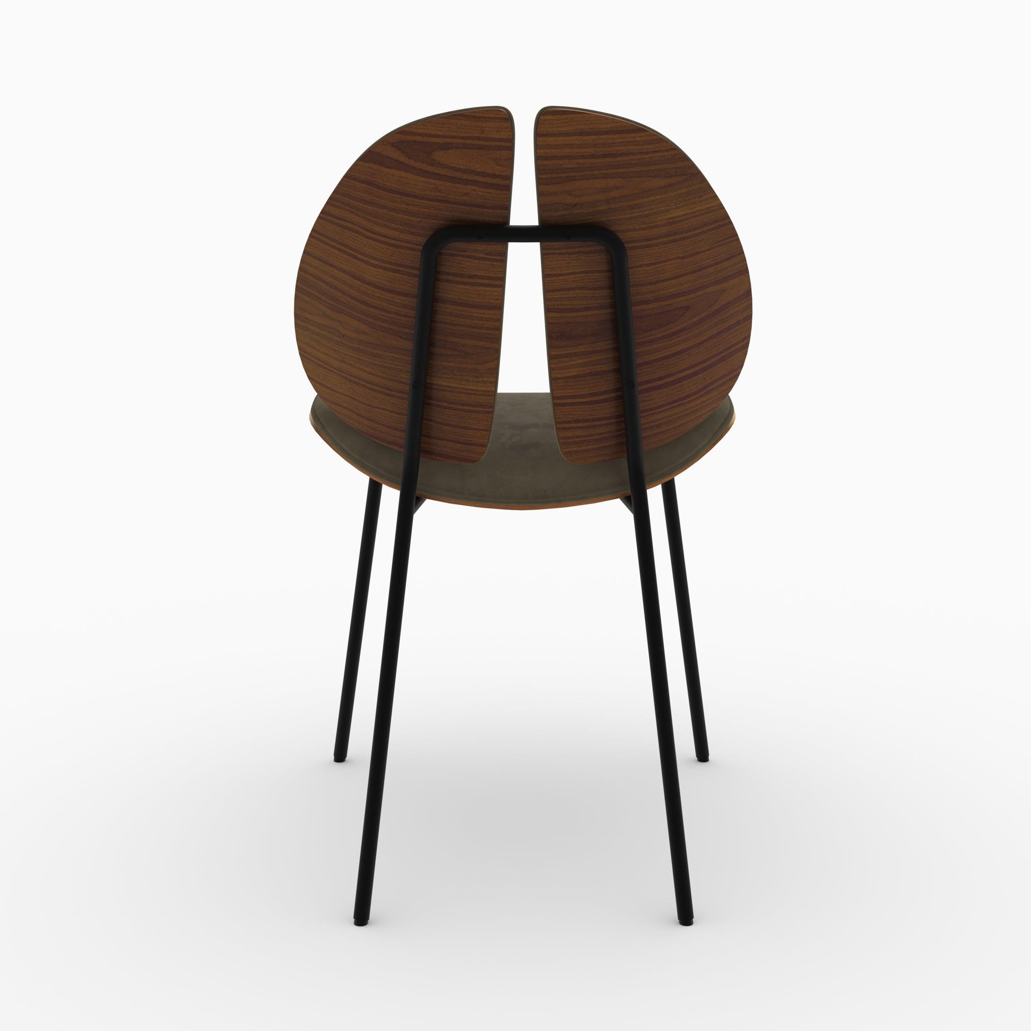 Voir la diapositive 6 : MAISON PAVANE Chaise en velours kaki et bois de noyer-coccinelle