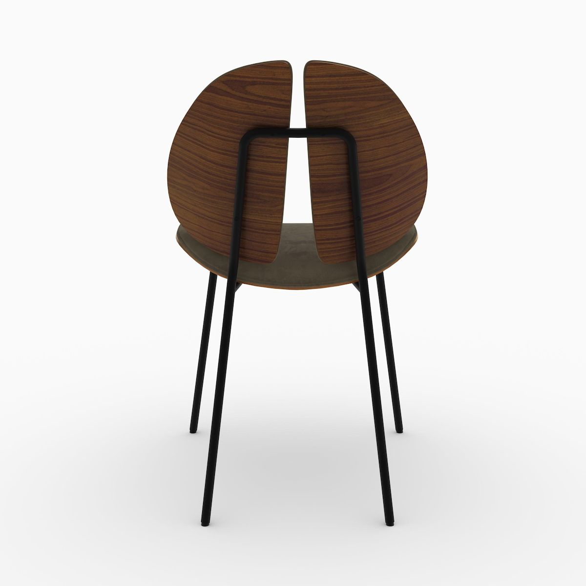 Rendez vous déco Chaise en velours kaki et bois de noyer-Coccinelle