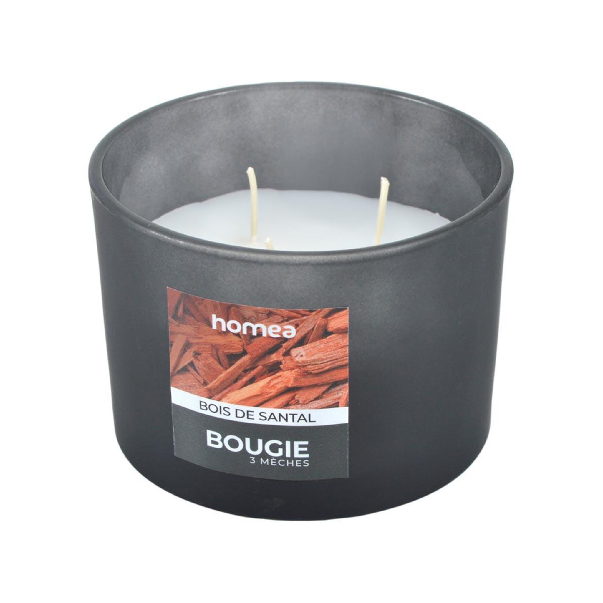 Voir la diapositive 1 : HOMEA Bougie verrine parfumée  essentiel ii  11cm bois de santal