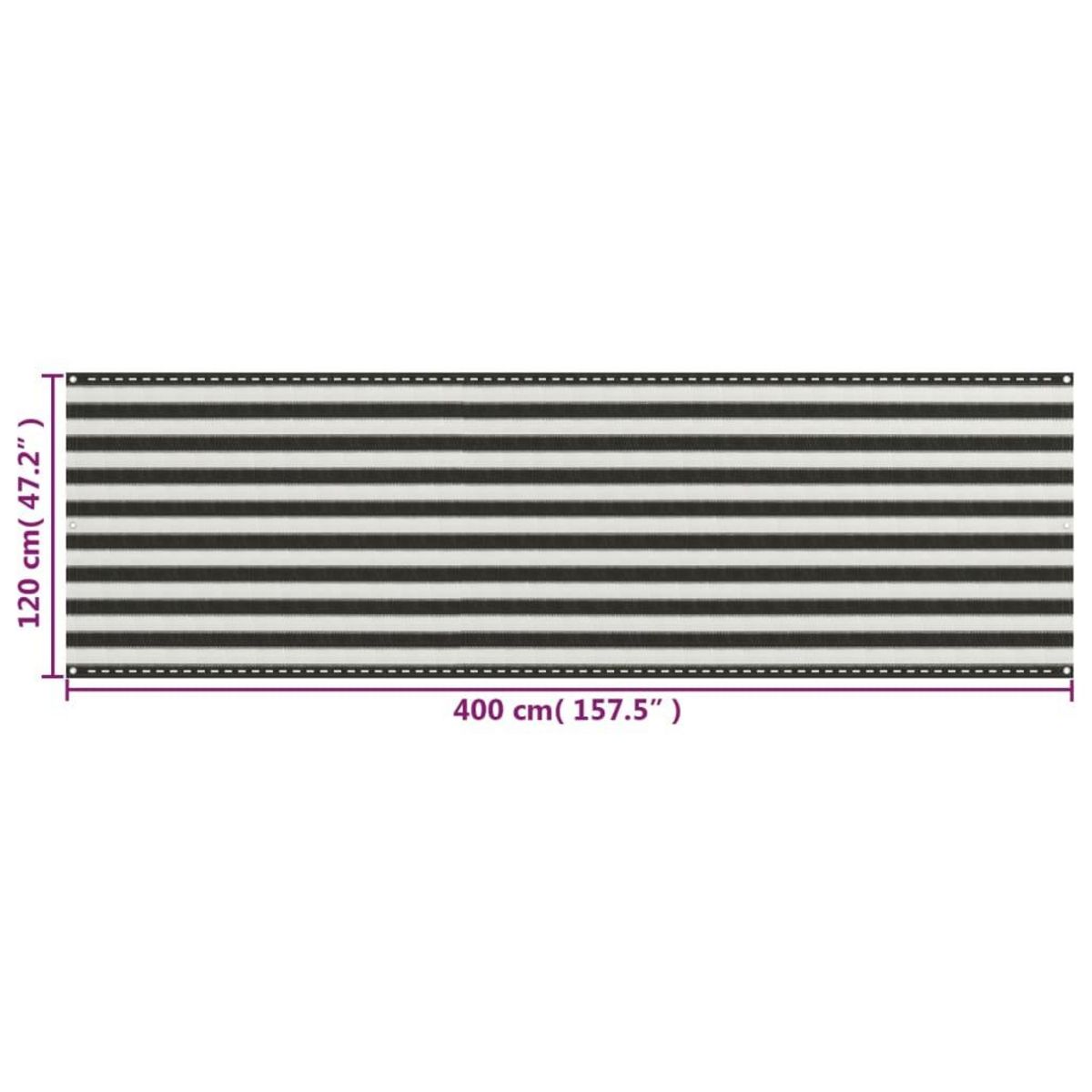 VIDAXL Ecran de balcon PEHD 120x400 cm Anthracite et blanc