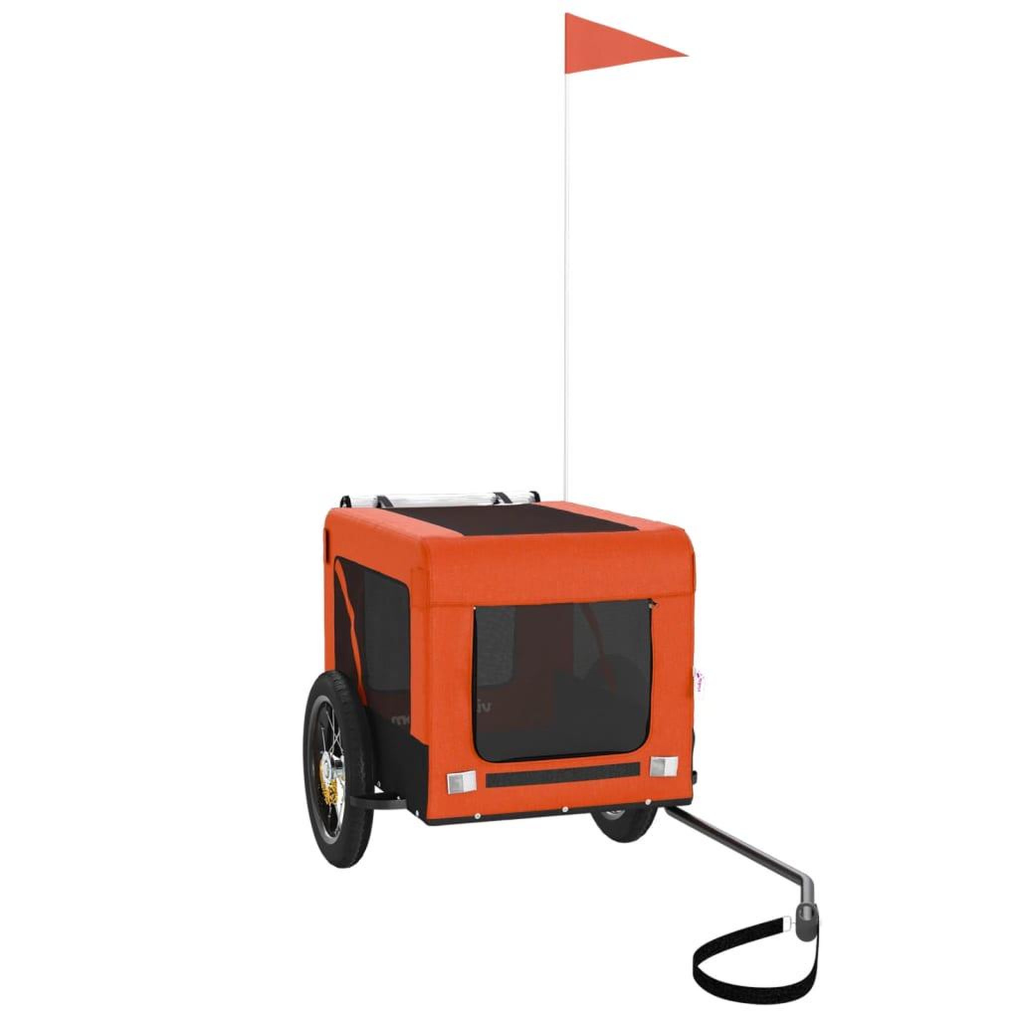 Voir la diapositive 2 : VIDAXL Remorque de velo pour animaux de compagnie orange et noir