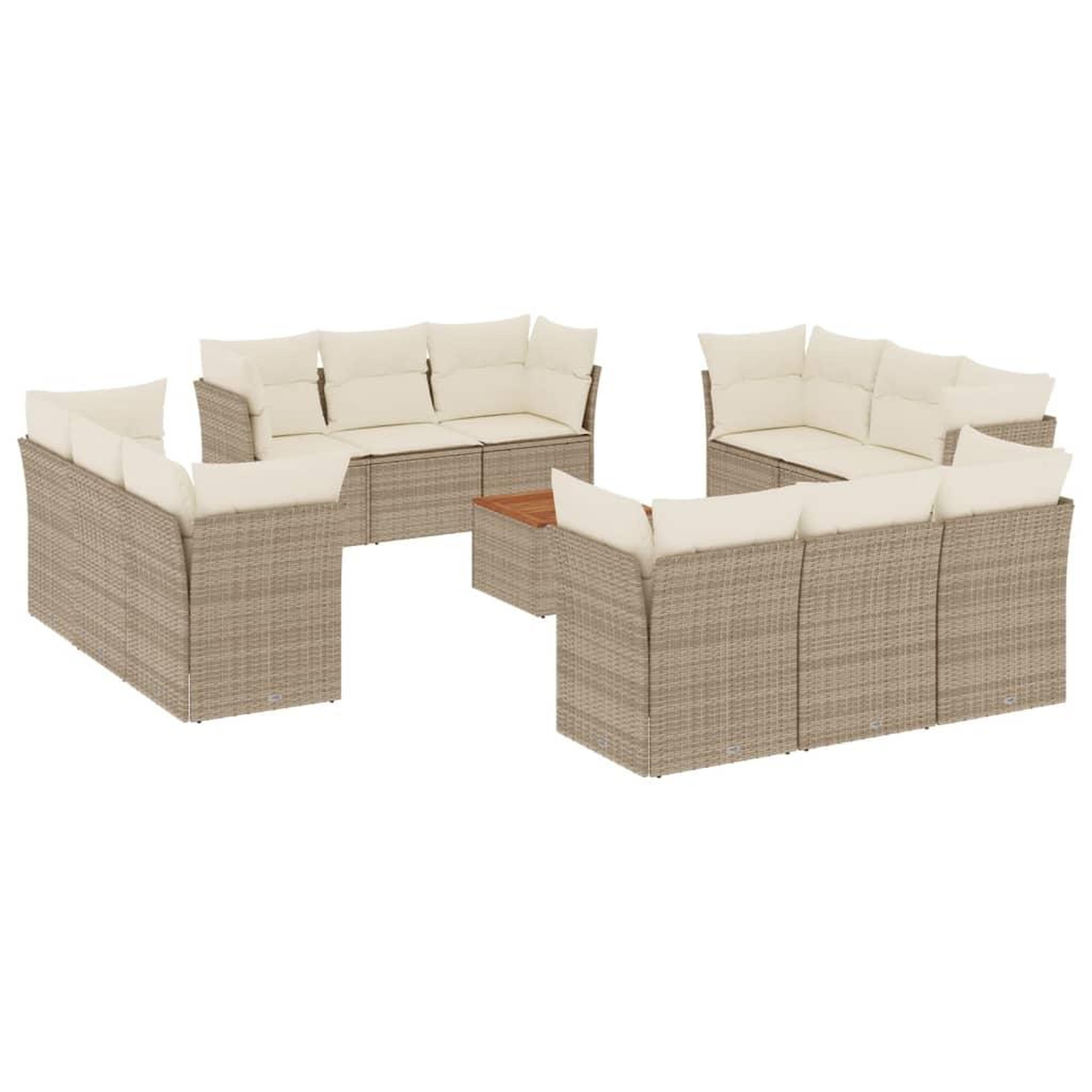Voir la diapositive 2 : VIDAXL Salon de jardin avec coussins 13 pcs beige resine tressee