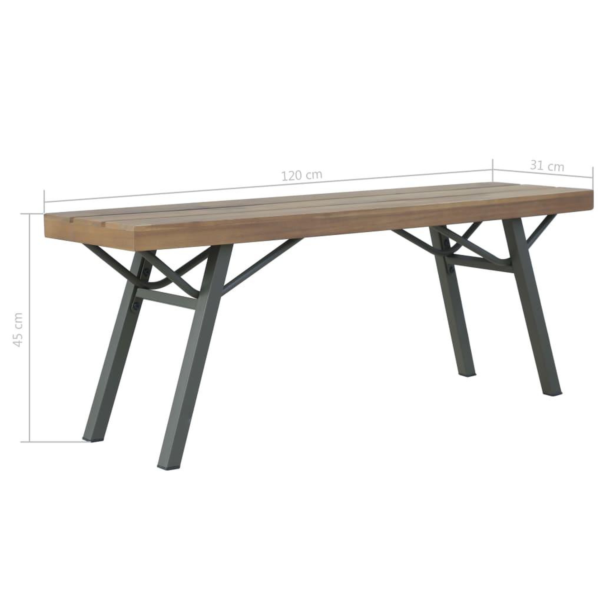 Voir la diapositive 6 : VIDAXL Banc de jardin 120 cm bois d'acacia solide