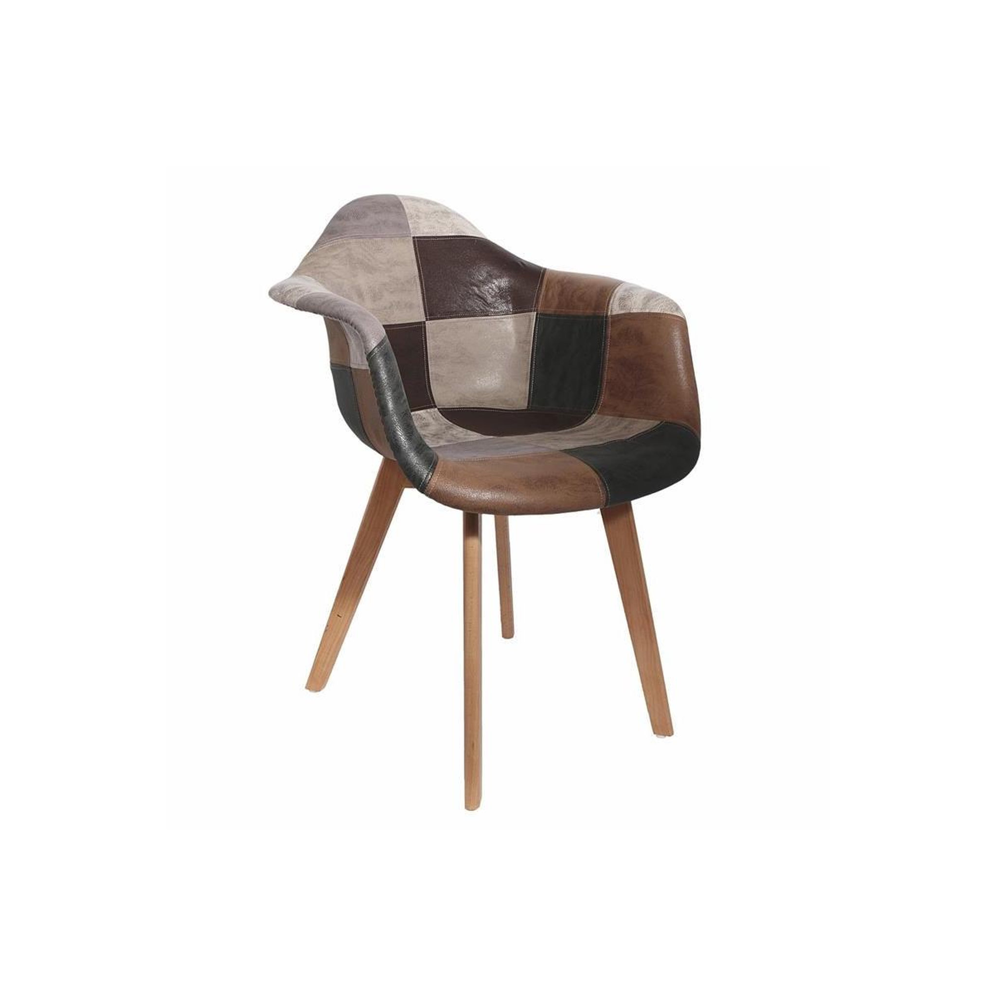 Voir la diapositive 2 : The Home Deco Factory Lot de 2 fauteuils déco  patchwork  84cm marron
