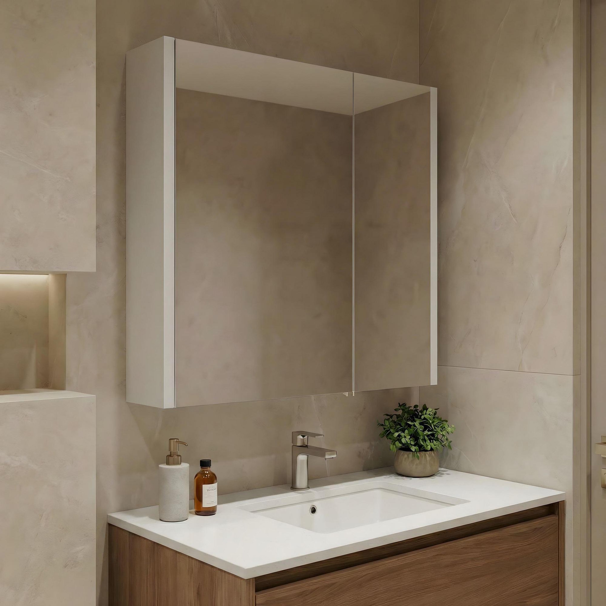 Voir la diapositive 2 : Habitat et Jardin Meuble salle de bain avec miroir  arno 60  - 60 x 16 x 66 cm - white