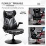 Voir la diapositive 6 : VINSETTO Fauteuil gaming base ronde métal pivotante 360° hauteur réglable tétière accoudoirs relevables PVC gris noir