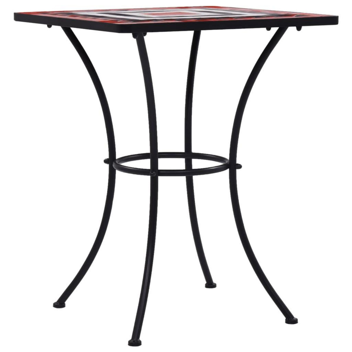 VIDAXL Table de bistro mosaïque Terre cuite et blanc 60 cm Ceramique