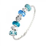 SC CRYSTAL Bracelet de charms perles bleues et acier SC Crystal