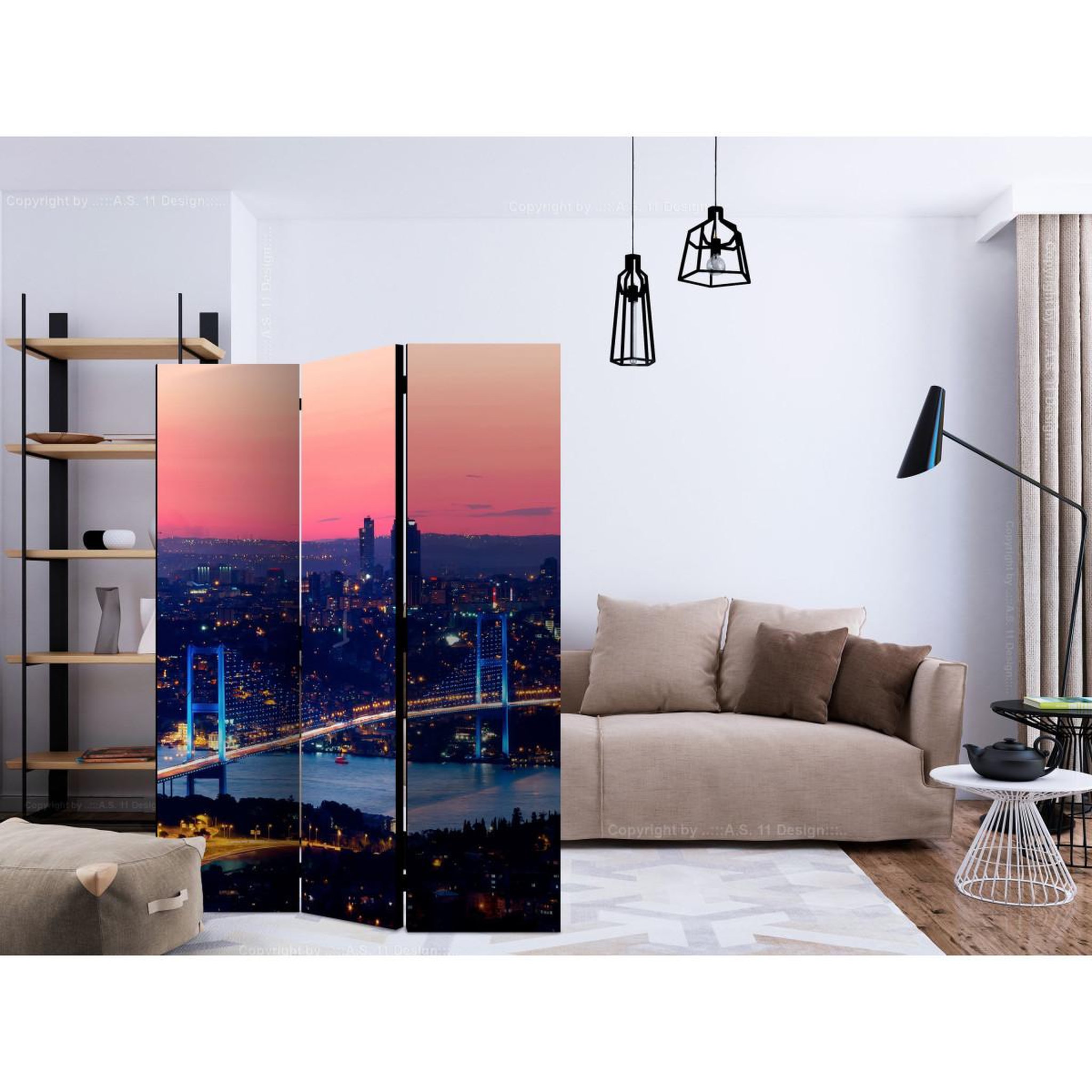 Voir la diapositive 2 : Paris Prix Paravent 3 volets  bosphorus bridge  135x172cm