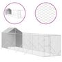 Voir la diapositive 2 : VIDAXL Chenil d'exterieur pour chiens avec toit argente 2x10x2,5 m