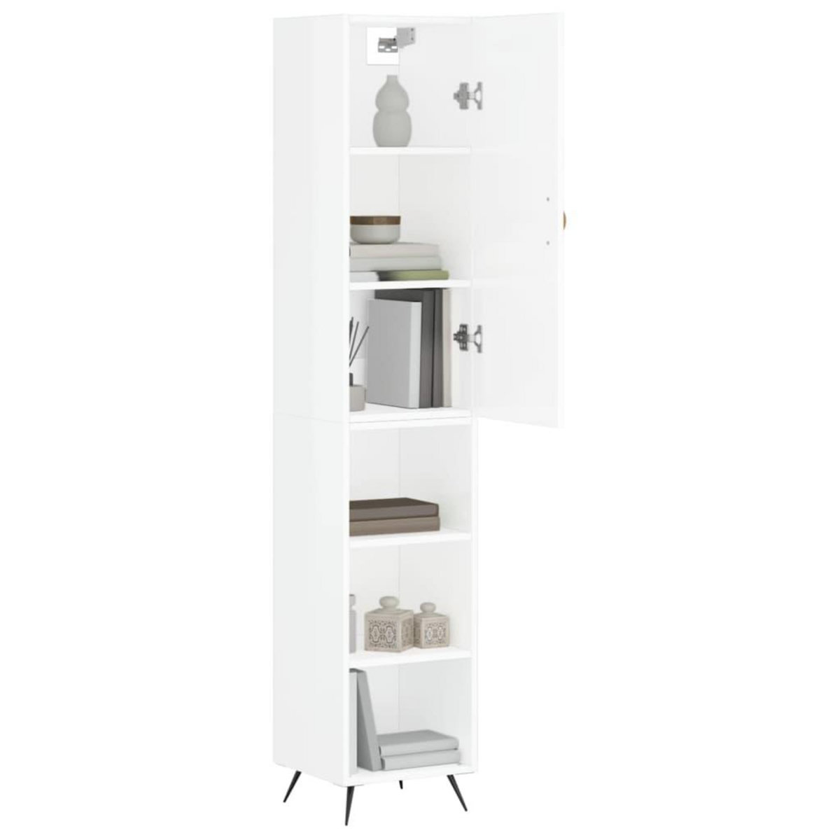 VIDAXL Buffet haut Blanc brillant 34,5x34x180 cm Bois d'ingenierie