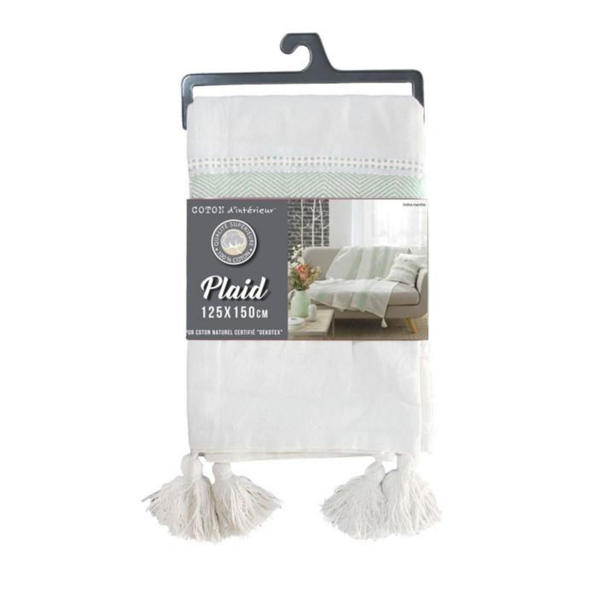 Paris Prix Plaid à Pompons  Indira  125x150cm Menthe