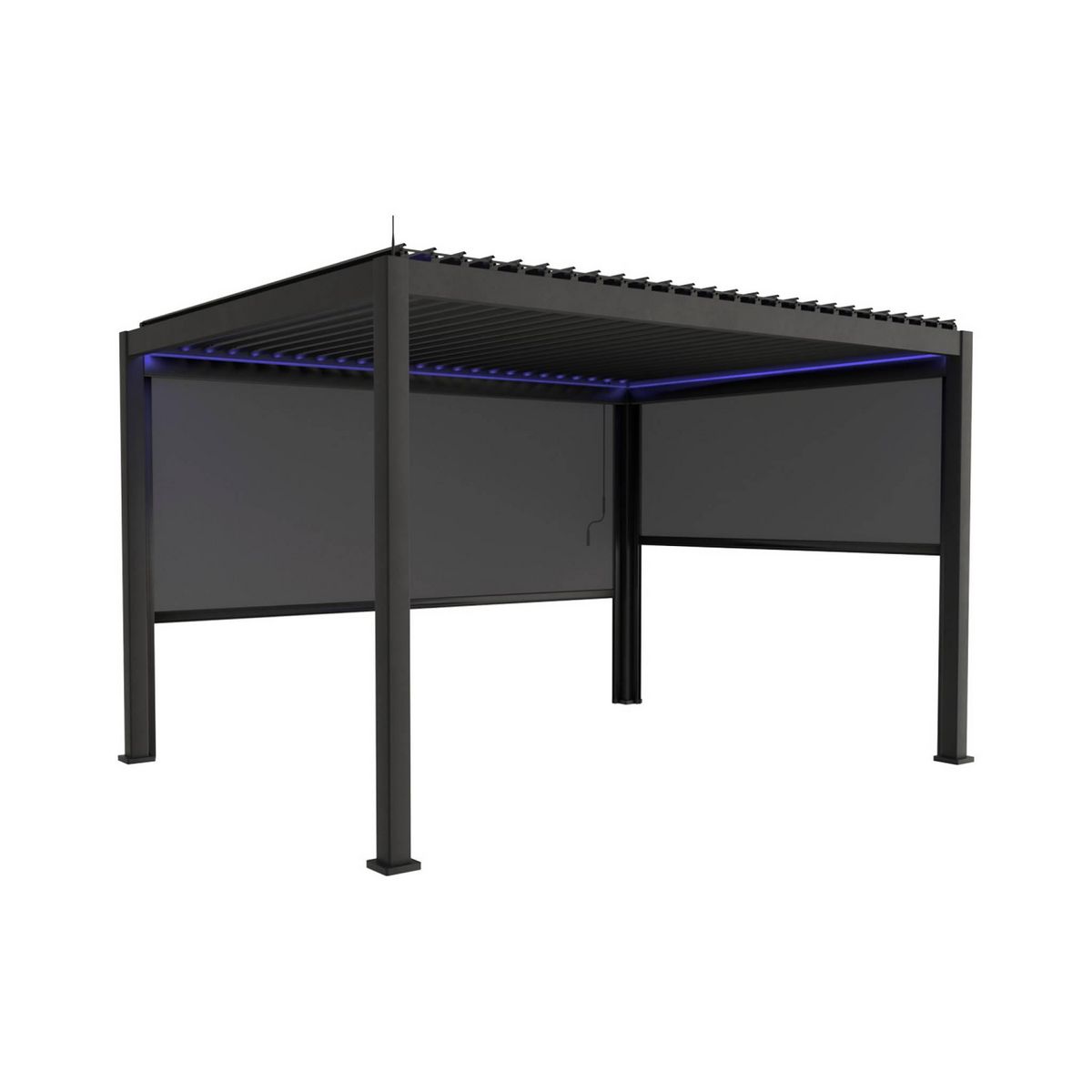 SWEEEK Pergola bioclimatique électrique 3x4m. aluminium. à lames orientables avec éclairage LED + store 3m + store 4m