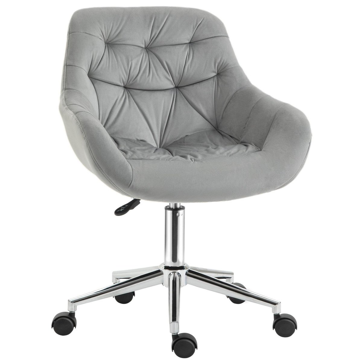 VINSETTO Vinsetto Chaise de bureau design Chesterfield effet capitonné hauteur réglable pivotant 360° piètement chromé velours gris