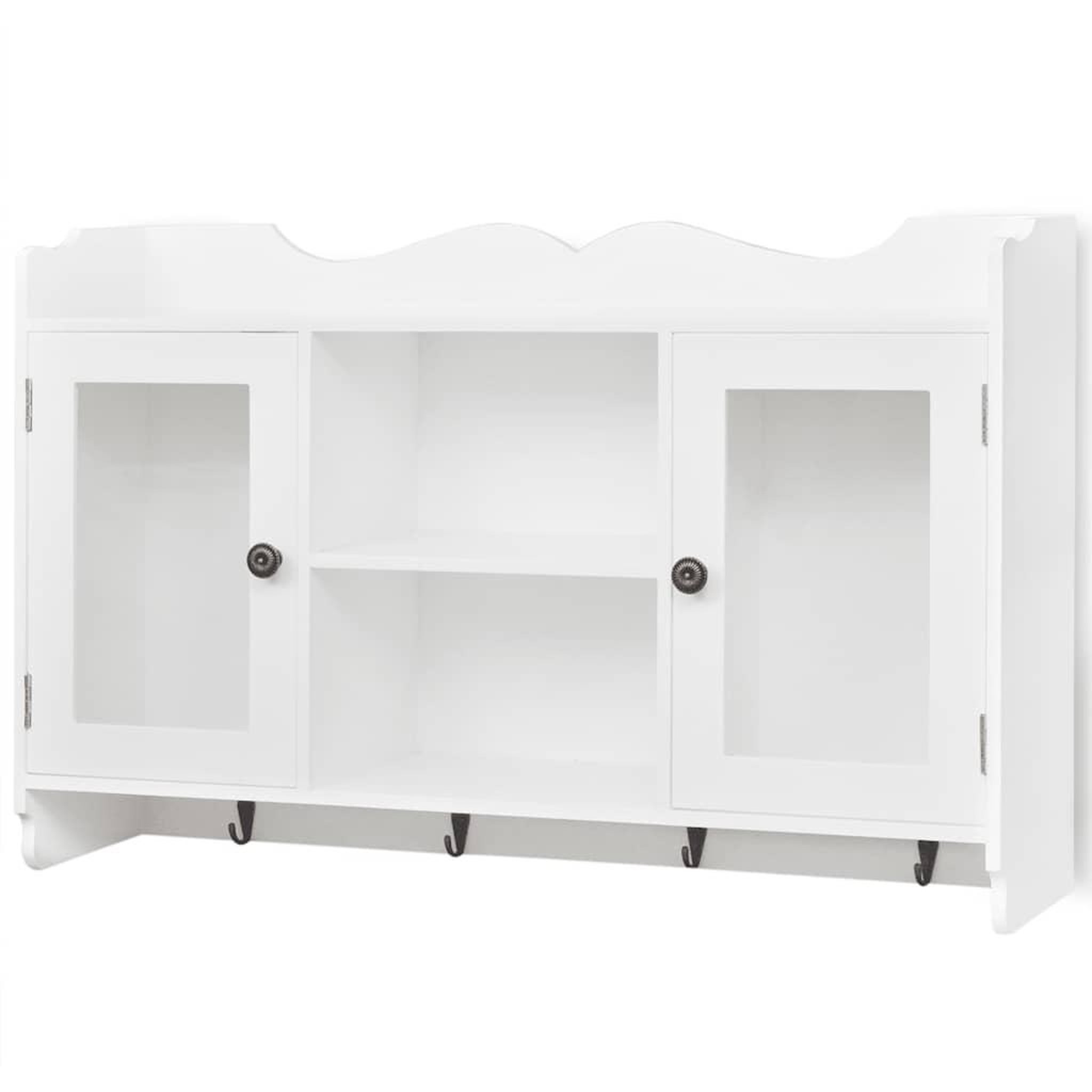 VIDAXL Vitrine murale avec etagere de livre / dvd / verre en mdf blanc