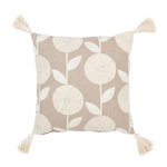 Paris Prix Coussin Déco Brodé  Fleurs  45x45cm Beige