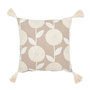 Voir la diapositive 1 : Paris Prix Coussin Déco Brodé  Fleurs  45x45cm Beige