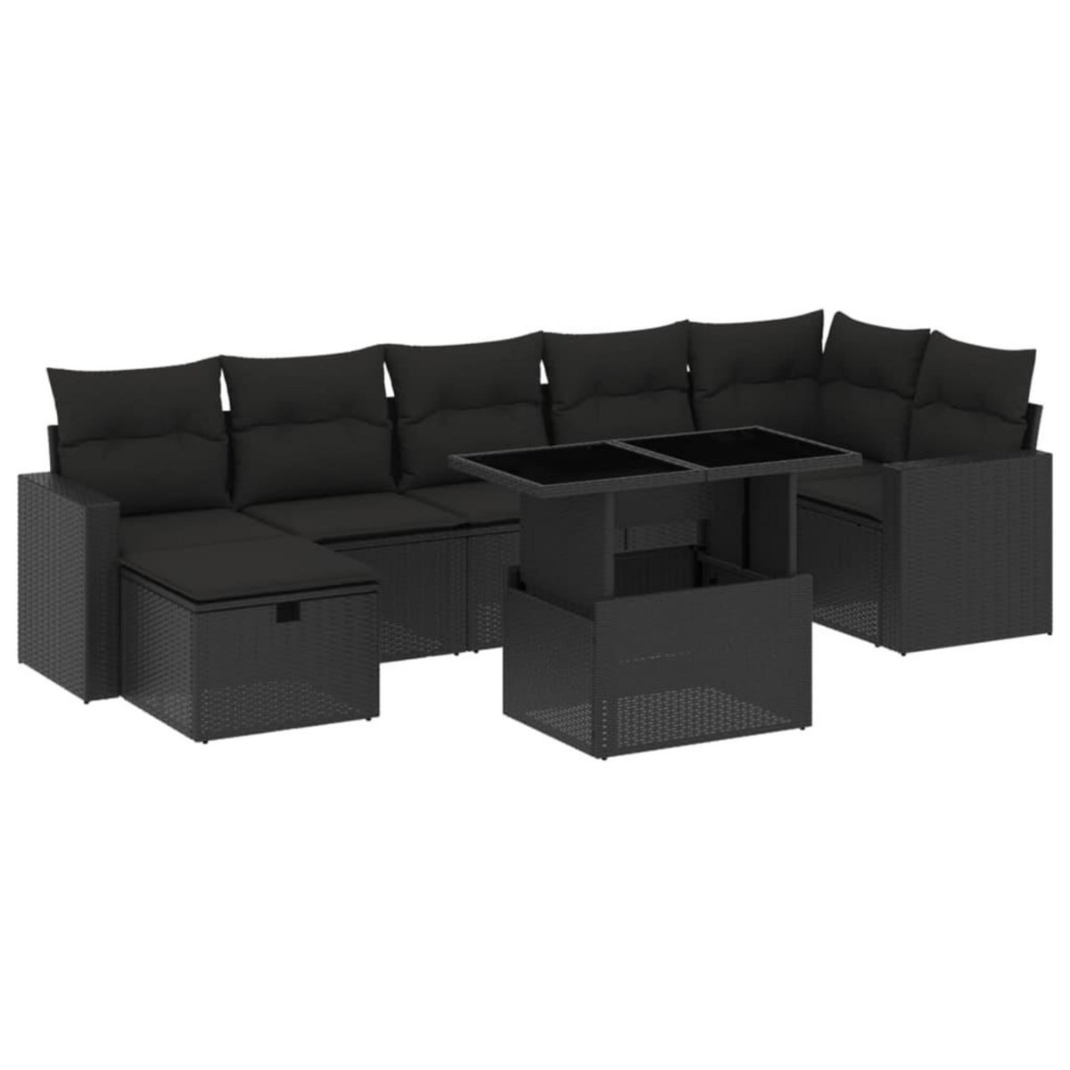 VIDAXL Salon de jardin 8 pcs avec coussins noir resine tressee