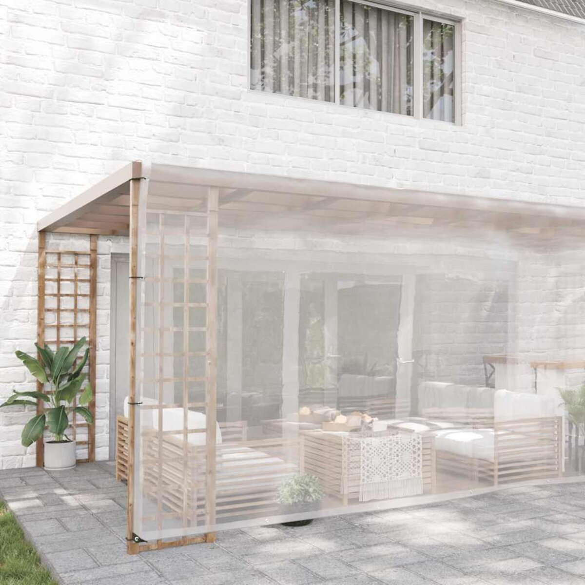 VIDAXL Bache transparente avec œillets 5x10 m polyethylene