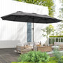 Voir la diapositive 2 : OUTSUNNY Parasol de jardin grande taille dim. 4 x 2,2 x 2,3 m manivelle métal époxy tissu haute densité 180 g/m² gris