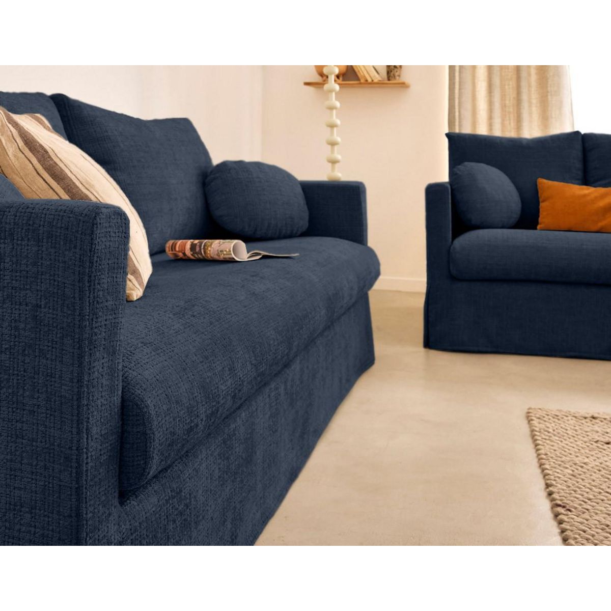 LISA DESIGN Serena - canapé droit déhoussable 3 places en velours texturé