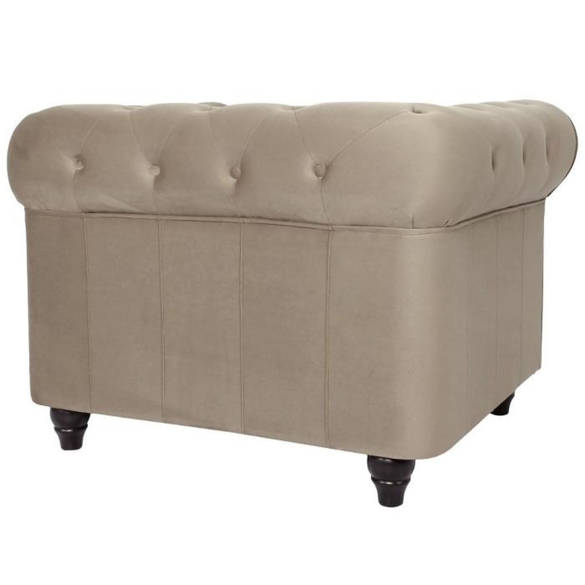 Voir la diapositive 3 : Paris Prix Fauteuil Design Velours  Chesterfield  111cm Taupe