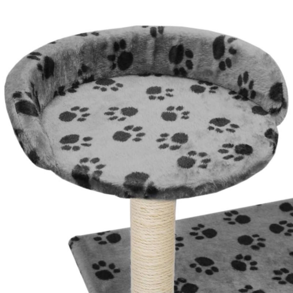 VIDAXL Arbre a chat avec griffoir en sisal 95 cm Gris Motif de pattes