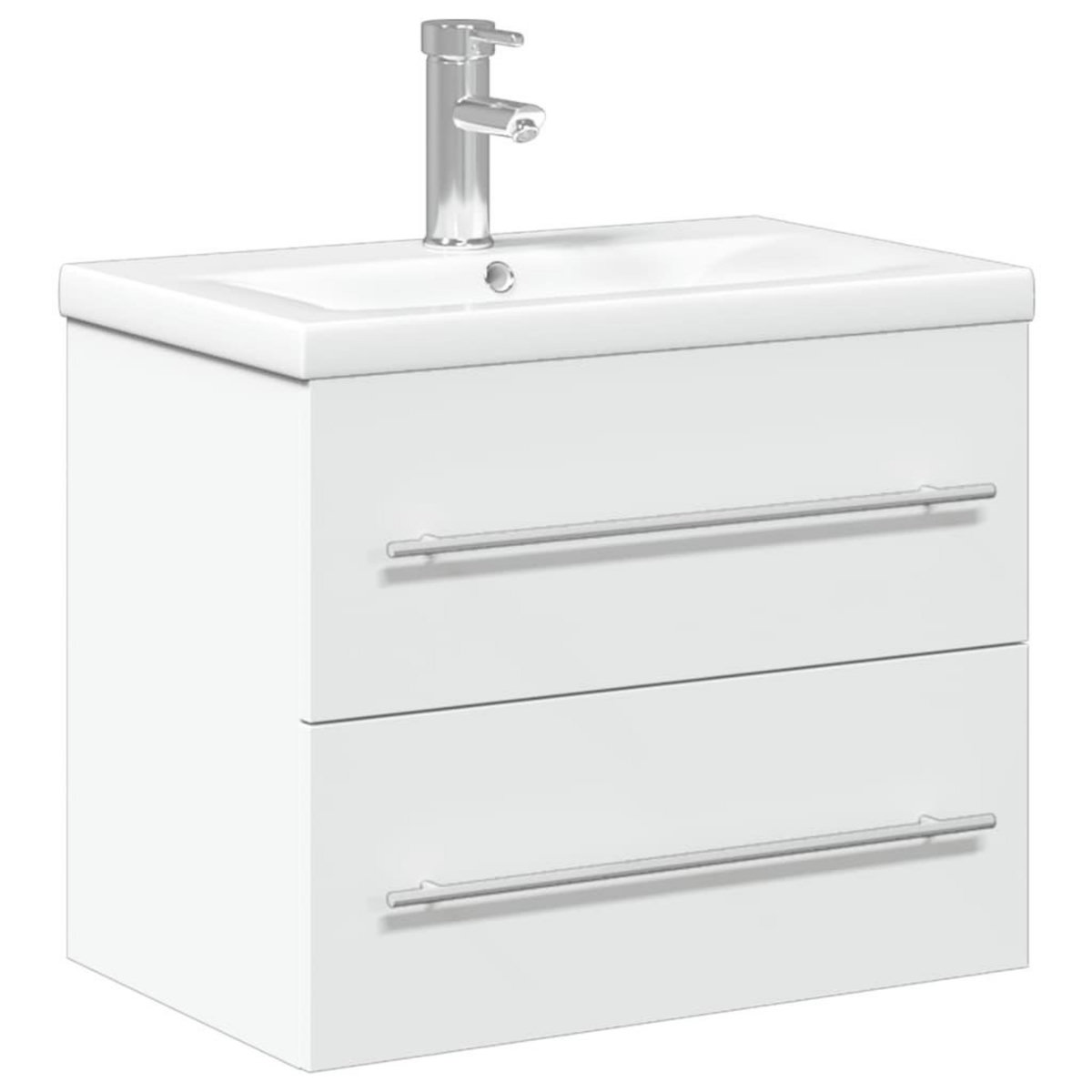 VIDAXL Armoire lavabo de salle de bain avec bassin integre blanc