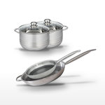 ELO Lot 2 Poêles 28/32cm & 2 Faitouts 20/24cm Elo Relief Solution