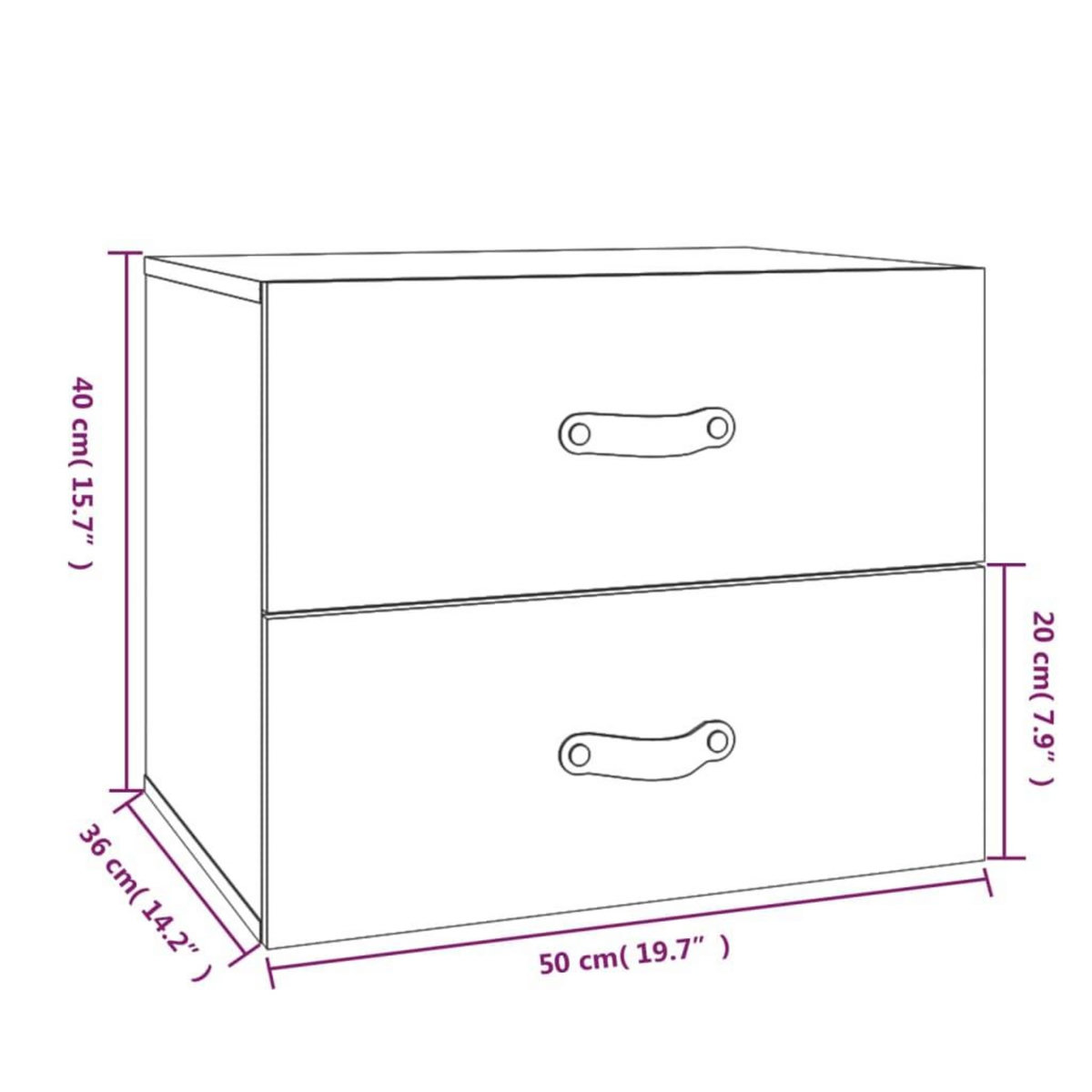 VIDAXL Table de chevet murale Marron miel 50x36x40 cm