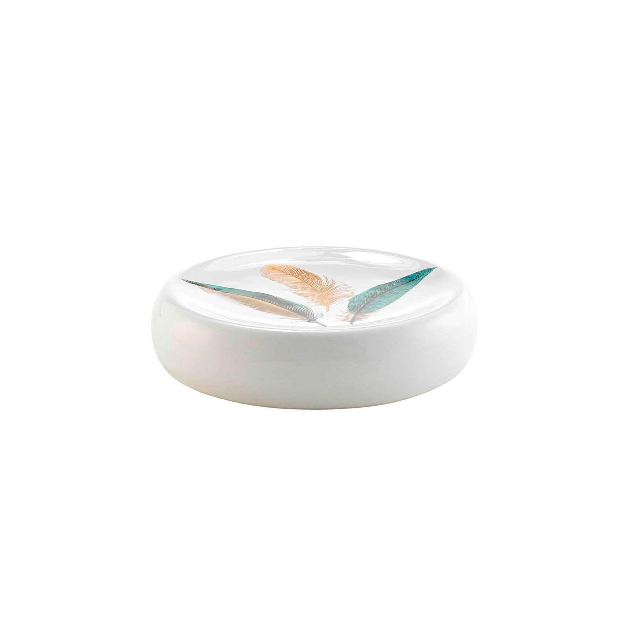 Eden Porte savon en ceramique plumes