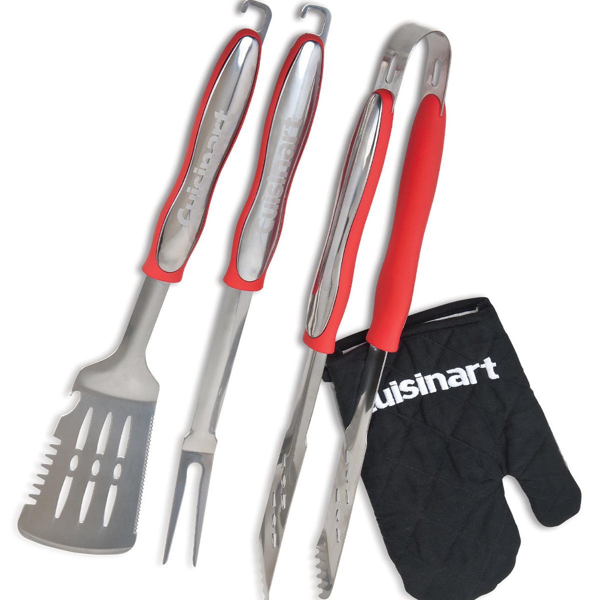 Cuisinart Ensemble de 3 outils pour grillades + gant - rouge - CGS134EU