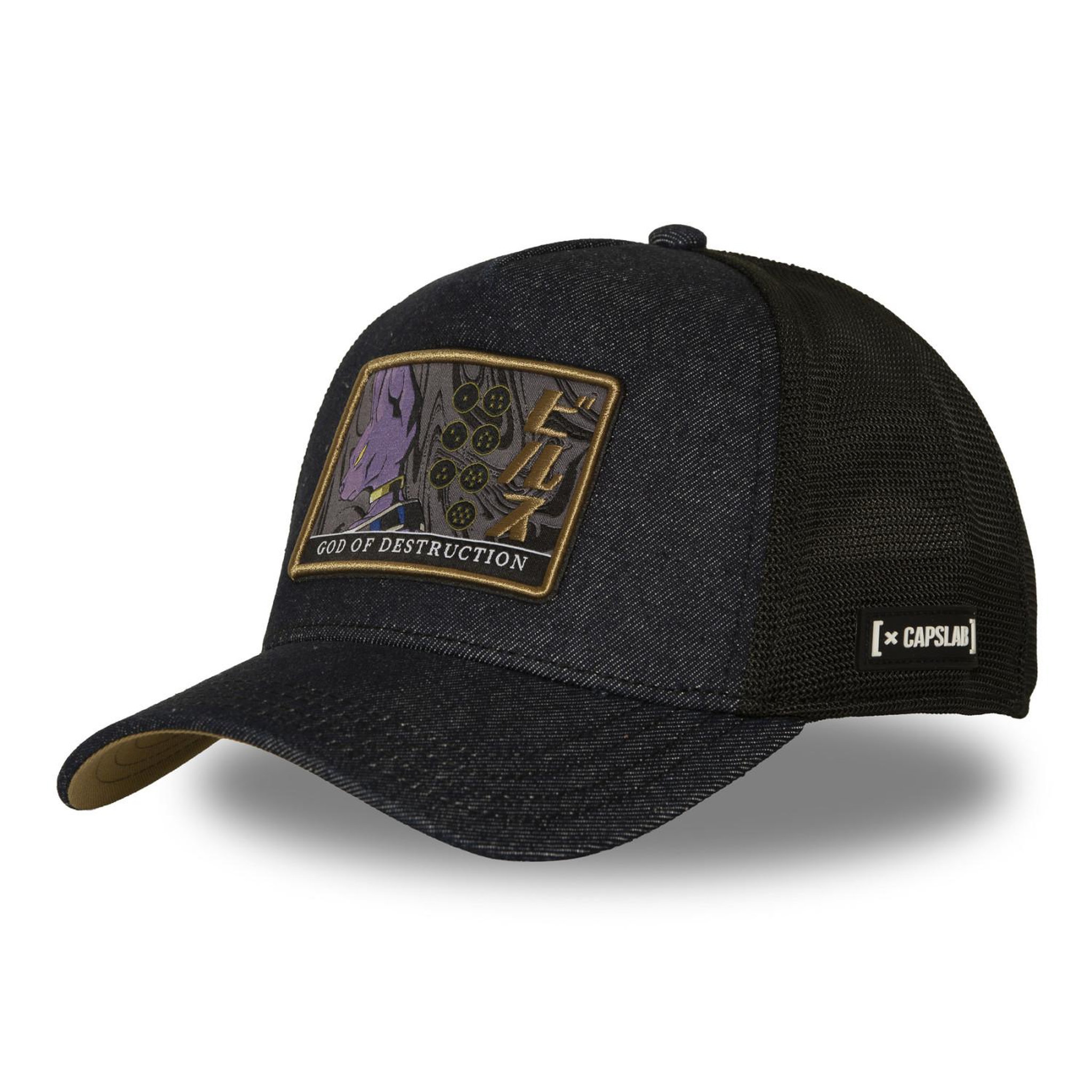 CAPSLAB Casquette trucker avec filet et patch Dragon Ball Super Destruction. Coloris disponibles : Bleu