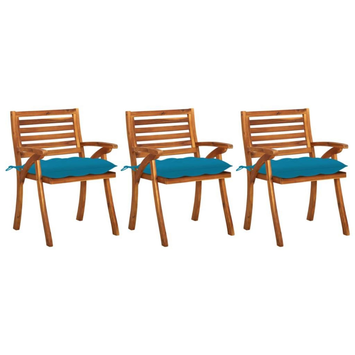 VIDAXL Chaises a manger de jardin avec coussins lot de 3 Acacia massif