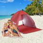 OUTSUNNY Abri de plage tente de plage pliable pop-up automatique instantané protection UV fenêtre arrière grand tapis de sol rouge brique