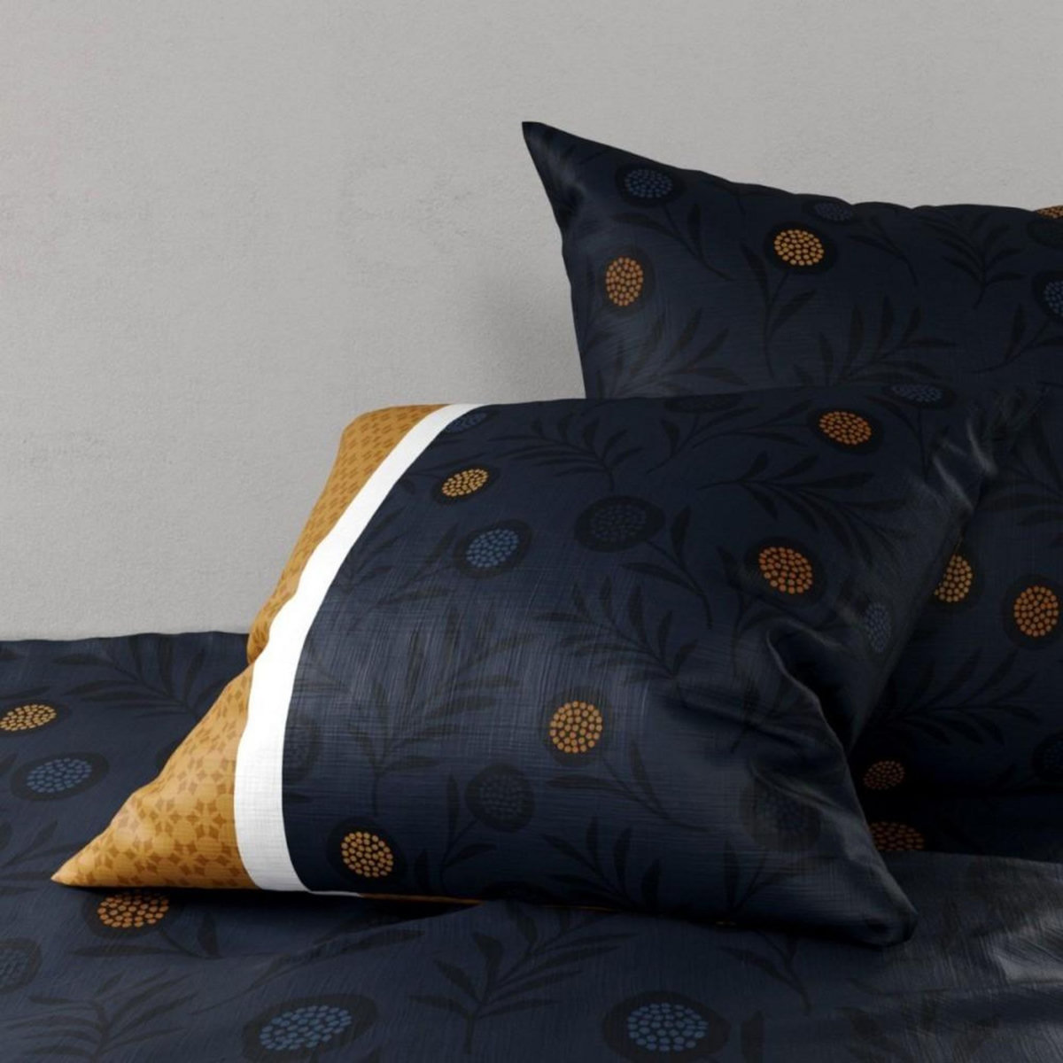 ATELIER DU COTON Housse de couette 240x220 BEL OR + 2 taies coton 57 fils