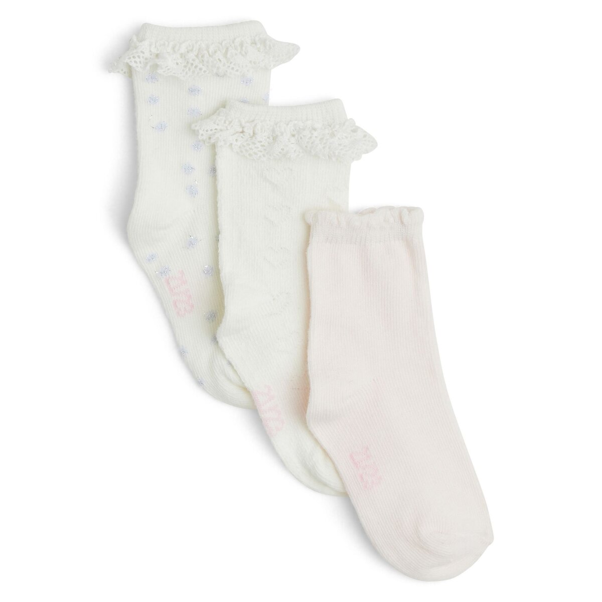 Chaussettes baptême fille blanche avec dentelle