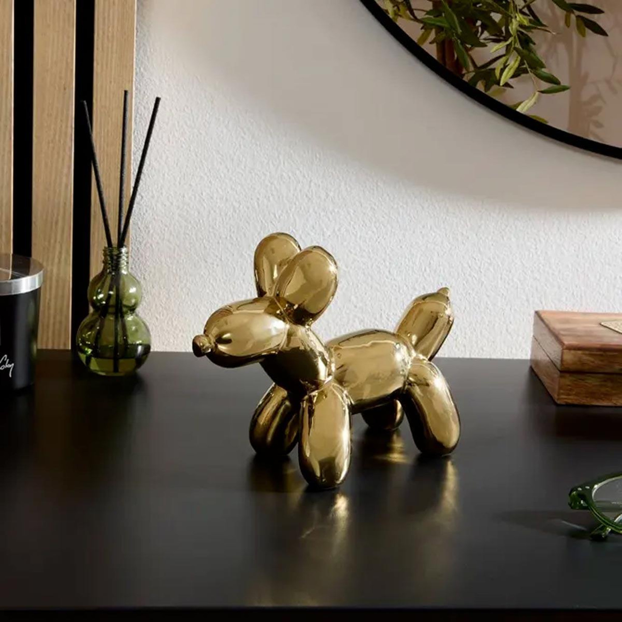 Voir la diapositive 3 : ATMOSPHERA Statuette déco chien en céramique  théo  19cm doré