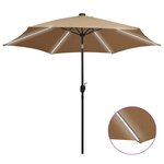 VIDAXL Parasol de jardin avec lumieres LED et mat en aluminium taupe