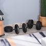 Voir la diapositive 2 : HOMCOM Ensemble d'haltères courtes total 20 Kg - barres incluses - entraînement musculaire & haltérophilie - acier HDPE noir
