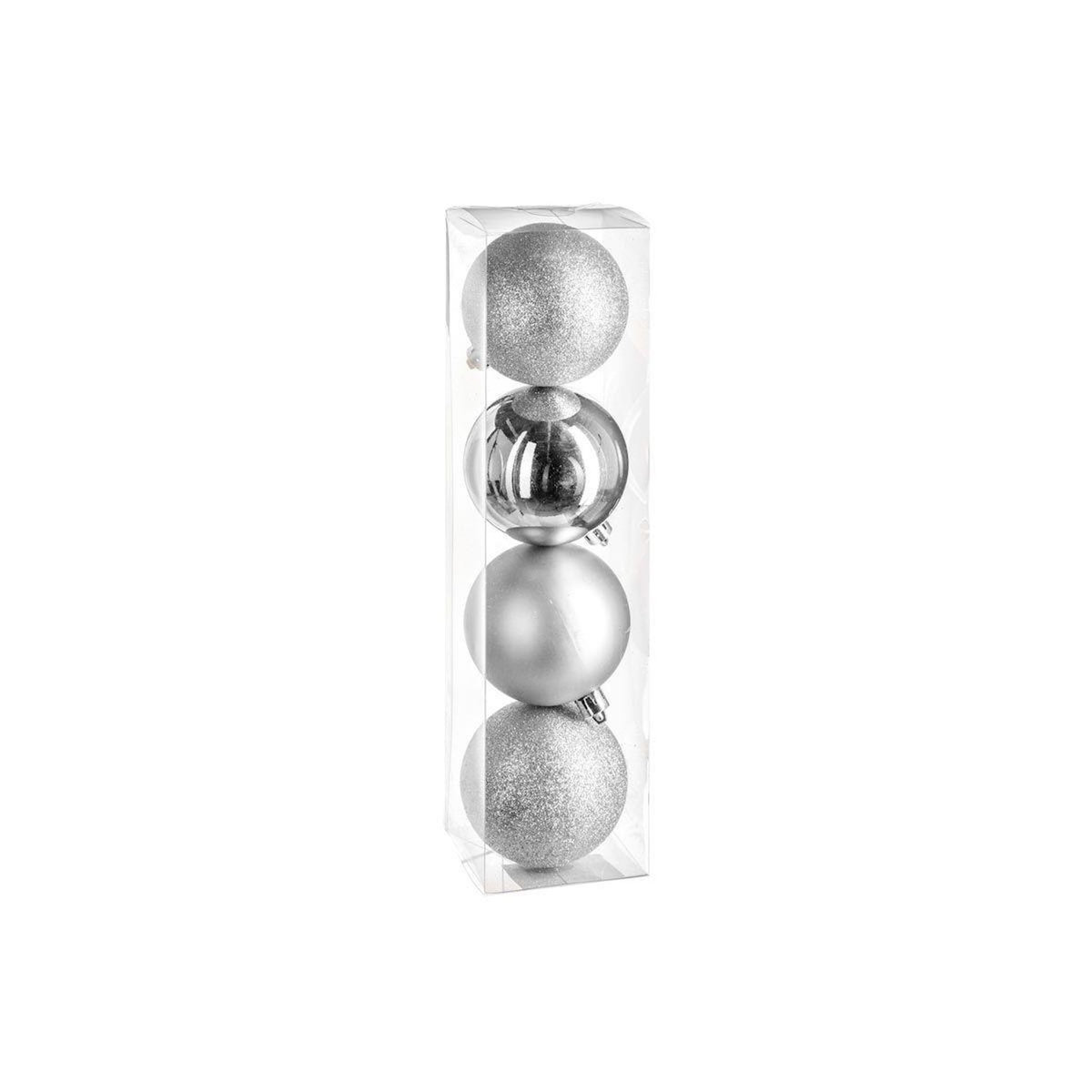 FEERIC LIGHT & CHRISTMAS Lot de 4 Boules de Noël  Colorama  8cm Argent
