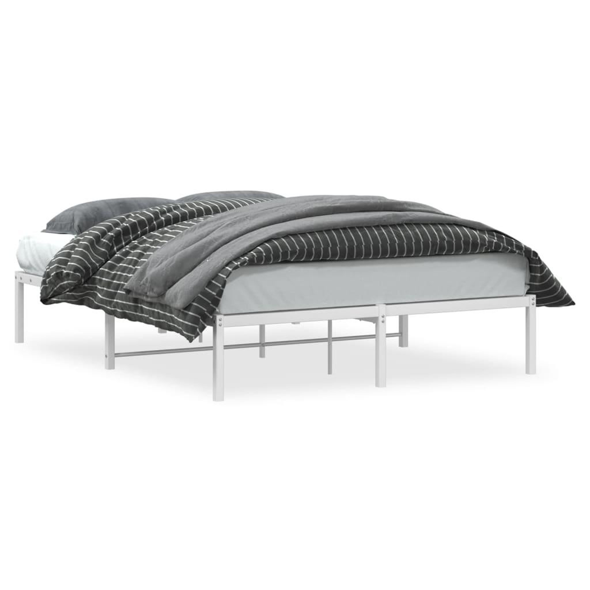 Voir la diapositive 2 : VIDAXL Cadre de lit metal sans matelas blanc 140x200 cm