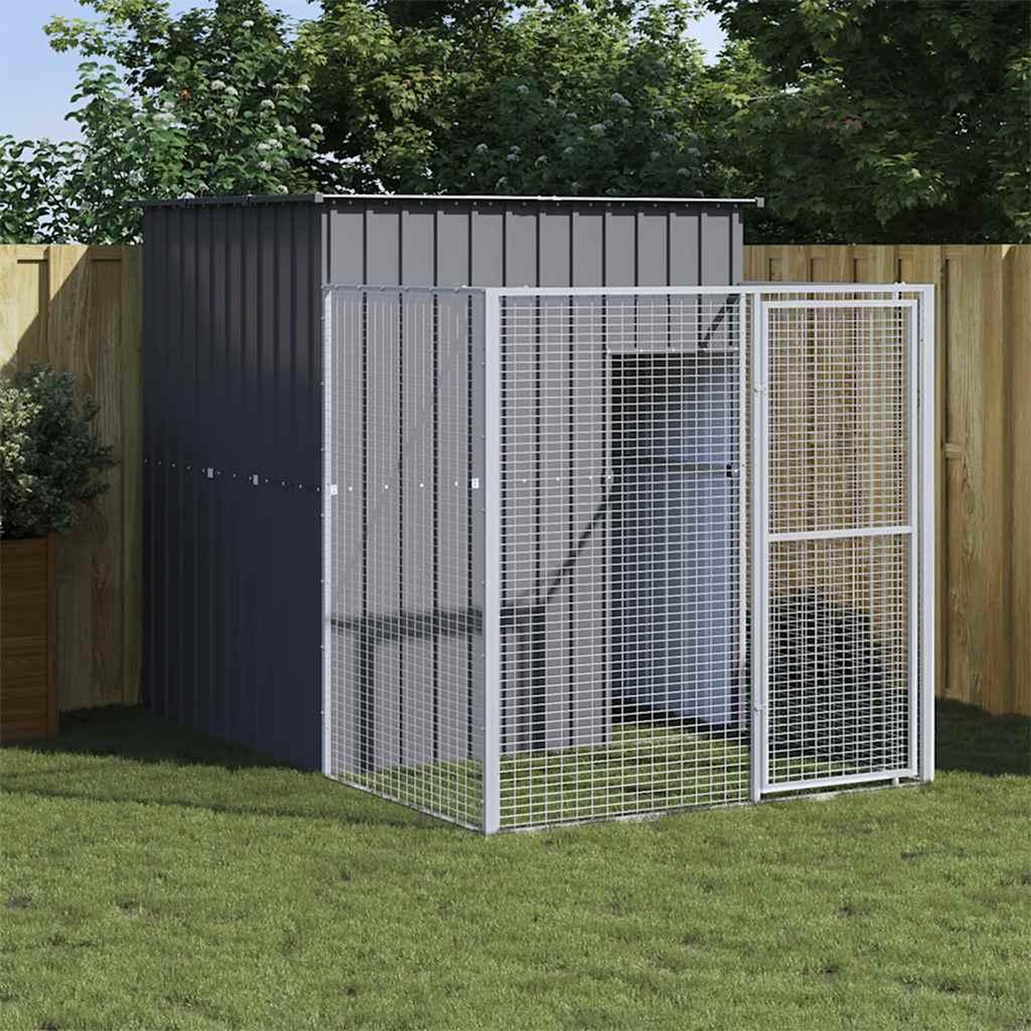 VIDAXL Niche pour chien avec cour anthracite 165x251x181 cm