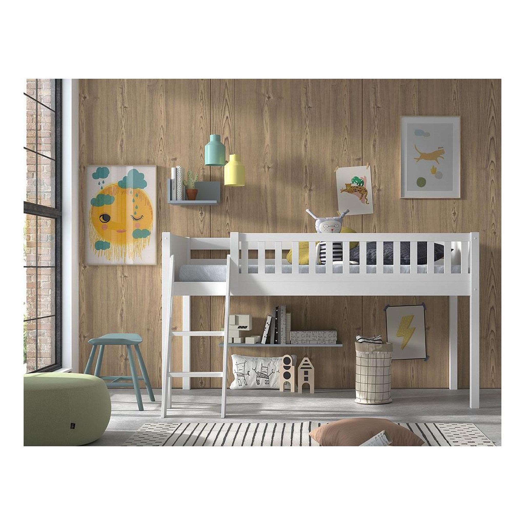 Voir la diapositive 4 : Paris Prix Lit enfant  scott  90x200cm blanc