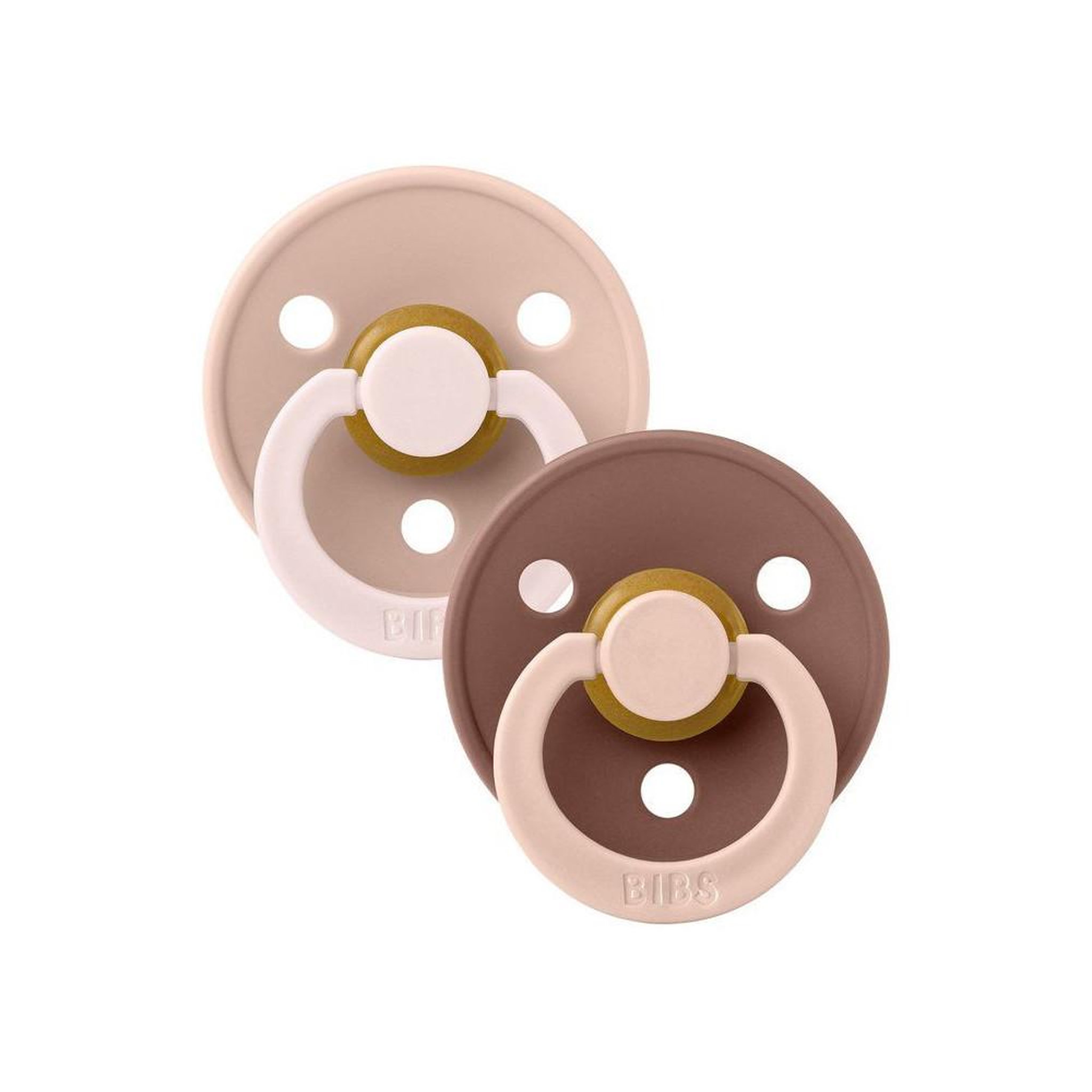 BIBEE Lot de 2 sucettes bébé bibs studio colour rondes t2 en caoutchouc naturel