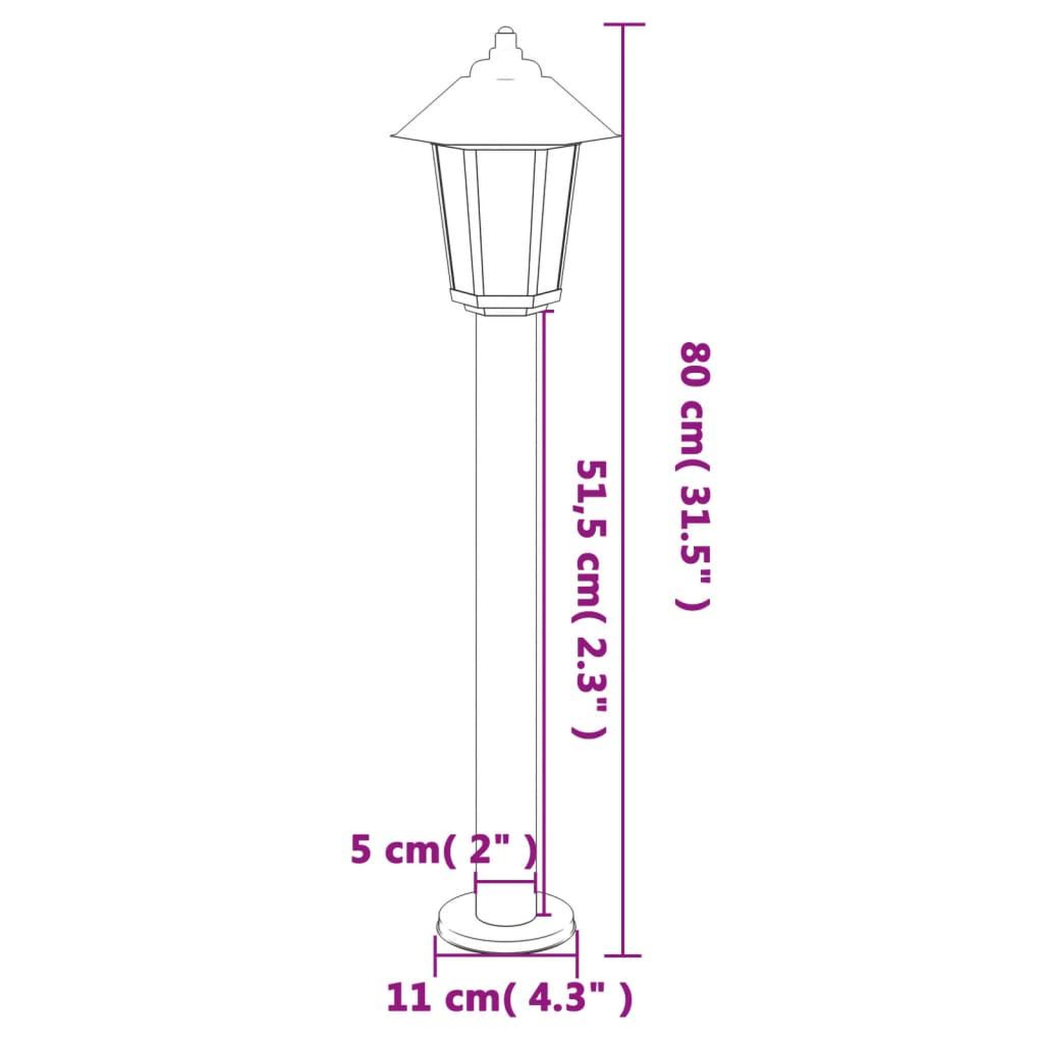 Voir la diapositive 6 : VIDAXL Lampadaire d'exterieur argente 80 cm acier inoxydable