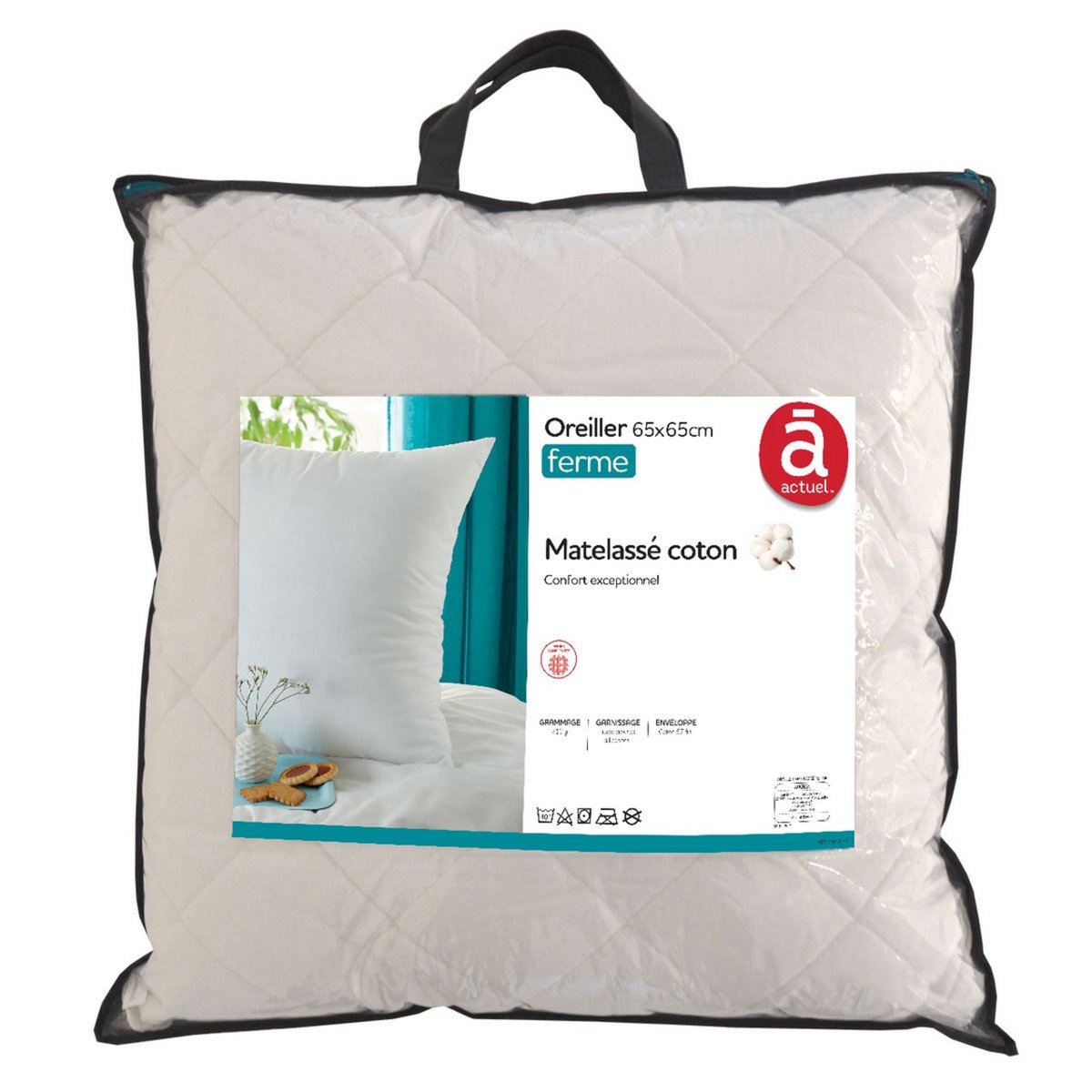 ACTUEL Oreiller soutien ferme matelassé en coton 57 fils 
